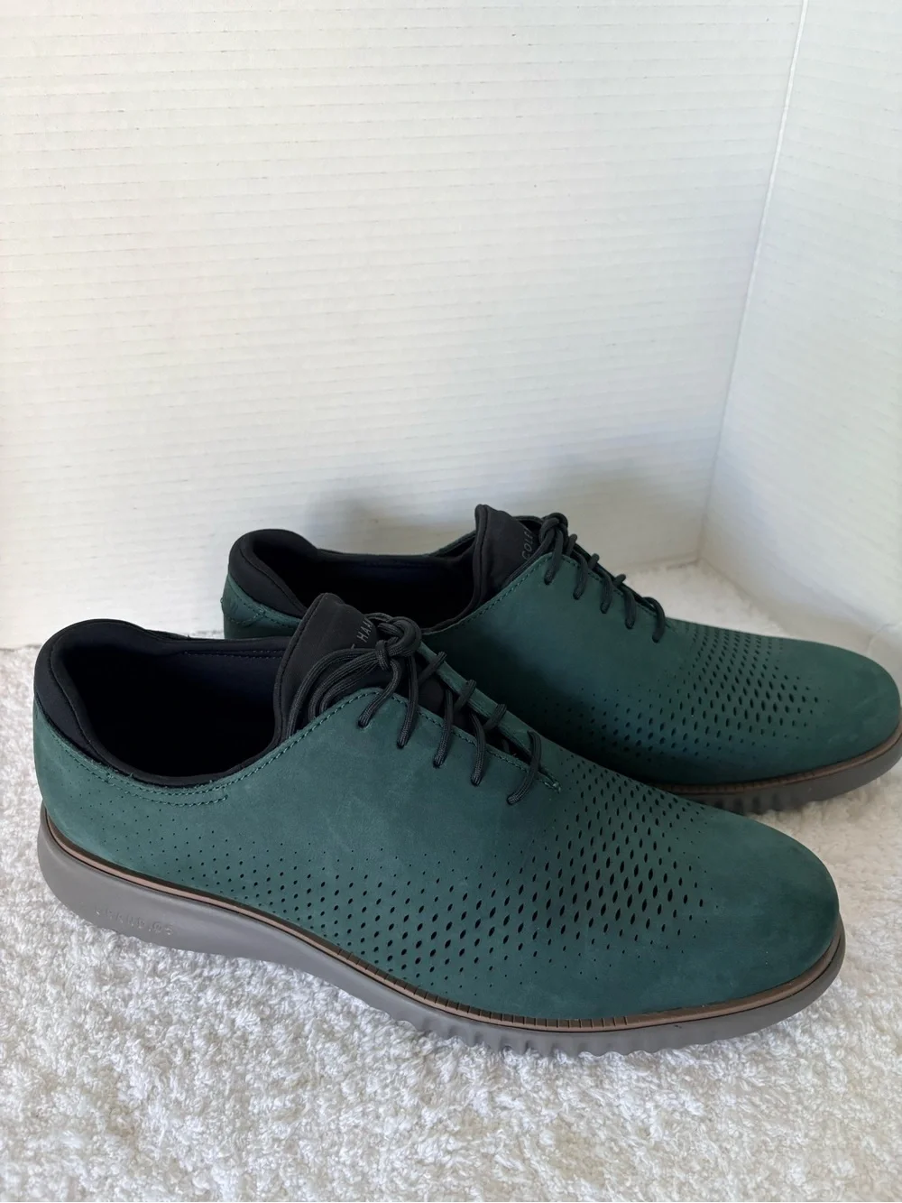 Cole Haan Zerogrand Wingtip Leather Suede Oxford Green Shoe Mens Size 10.5 New!